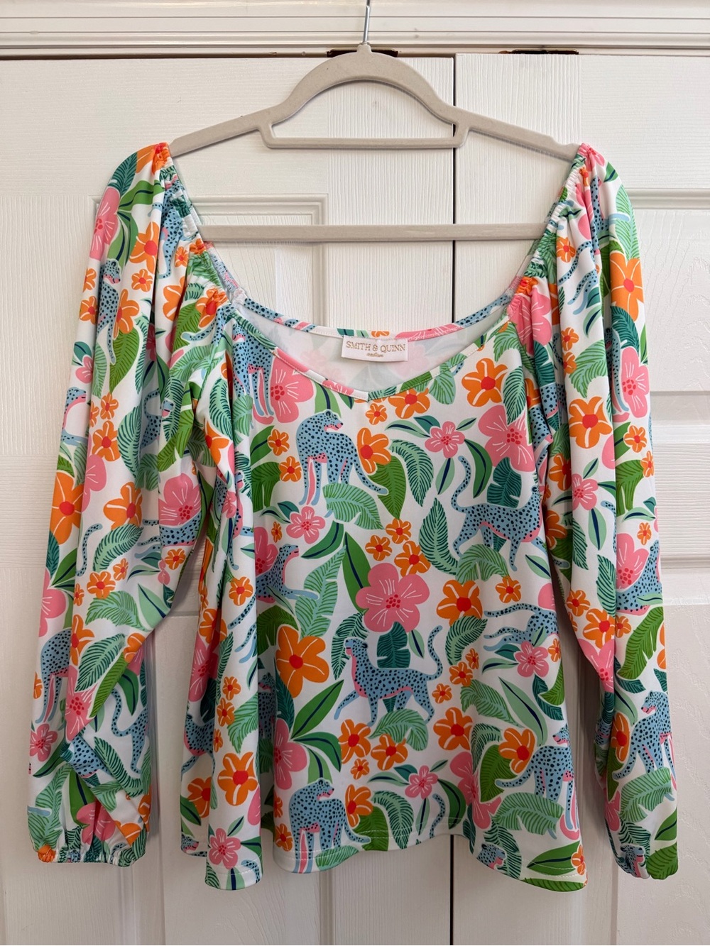Smith & Quinn Floral-Print Puff-Sleeve Top
